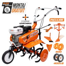 Motosapa DAC 7000 ACC3 + roti cauciuc 4.00-8+rarita+plug+adaptor+dispozitiv scos cartofi+roti metalice 400 fara manicot+cultivator 7CP