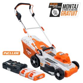 Masina de tuns gazon pe Acumulator RURIS RXI 3744e power alfa up {contine 2 acumulatori+incarcator dublu}