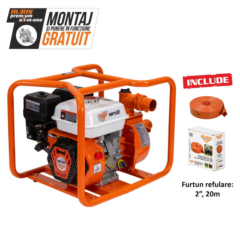 Motopompa RURIS MP 50 + furtun refulare 2`` 20m 7 CP