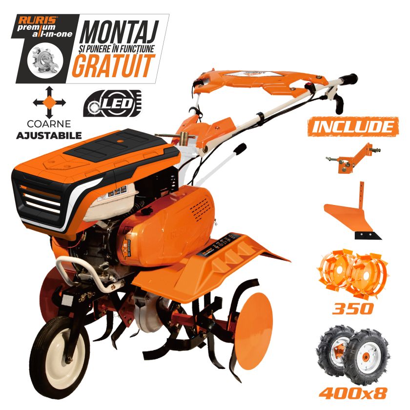 Motosapa RURIS 7500 ACC4 + roti cauciuc 4.00-8+plug+adaptor+roti metalice 350 fara manicot 7 CP