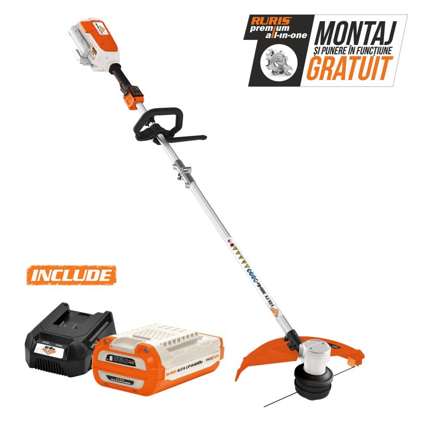 Motocoasa pe acumlator RURIS VoltX 3864 E {contine acumulator ruris alfa up 6400e+ incarcator 64e}